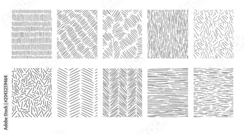 Collection of Ten Hand Drawn Textured Patterns with Abstract Line Art.