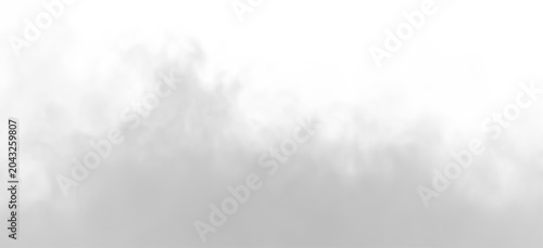 Foto Dense fluffy puffs of white smoke and fog on transparent png overlay background