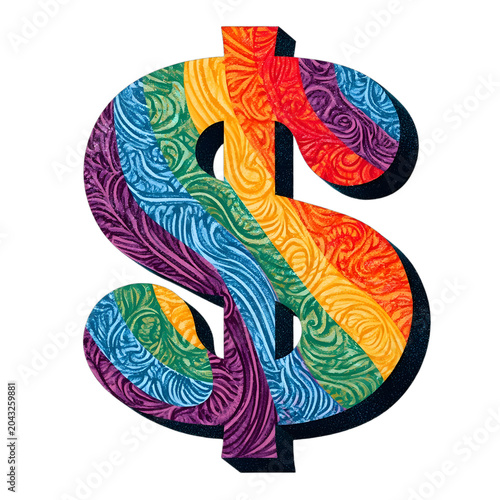 Colorful Dollar Sign Illustration with Patterns