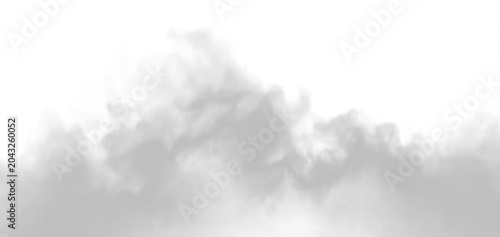 Foto Dense fluffy puffs of white smoke and fog on transparent png background abstract