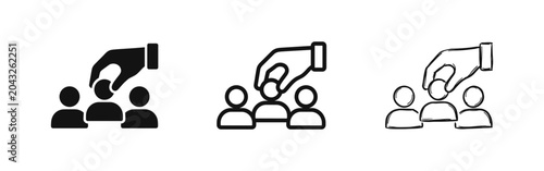 Quadro su tela Recruitment and Selection Icon Set, Hand Picking Person Symbol, Solid Outline an