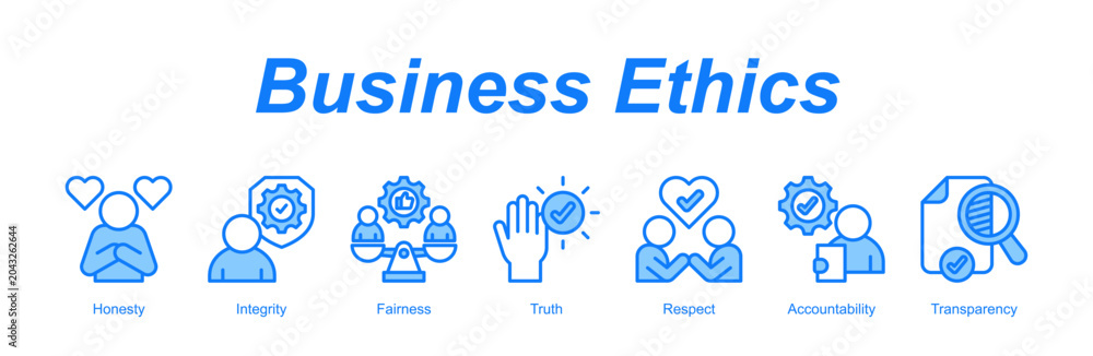 Ταπετσαρία Business Ethics web banner icon concept for with icon of Honesty, Integrity, Fairness, Truth, Respect, Accountability, Trans