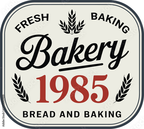 Vintage Bakery Sign with Wheat Ears and Established Year in Retro Style