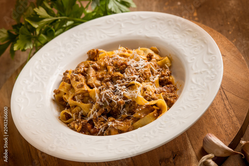 tagliatelle with cep garlic and parsley