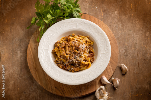 tagliatelle with cep garlic and parsley