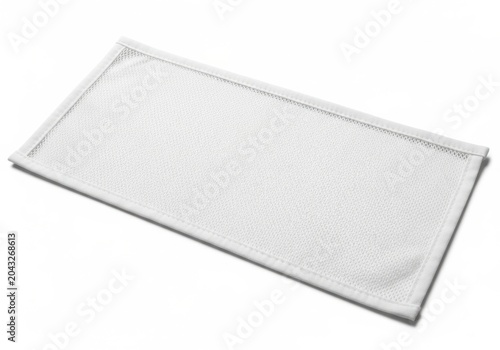 White rectangular mesh filter on plain background isolated on white background