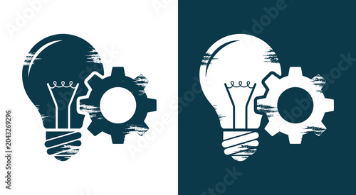 Light bulb and gear innovation icon set