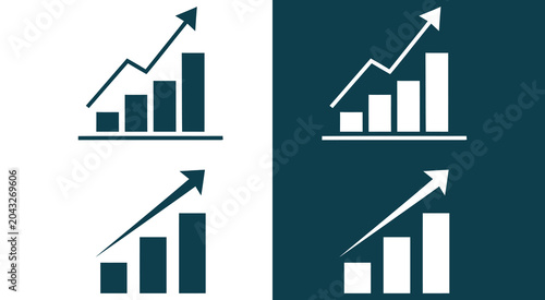 Financial growth chart and trend icon set
