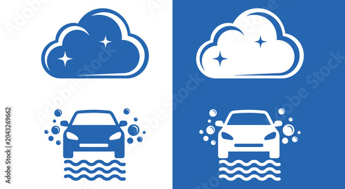 Car and weather rain storm icon set