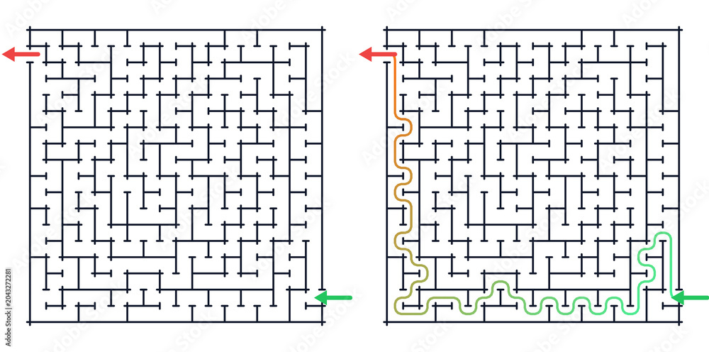 Fototapeta premium Maze puzzle with paths on white background 