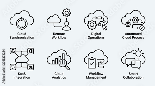 Modern Business Technology Icons Set.