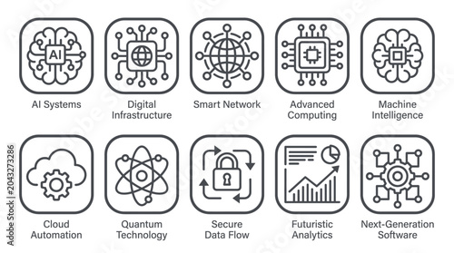 Modern Technology Icons Set for Digital Concepts.