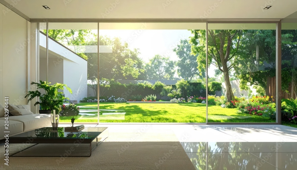 Fototapeta premium Modern Living Room with Garden View.