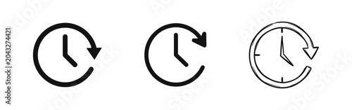 Quadro su tela Clock history icon set with back arrow representing rewind or previous time