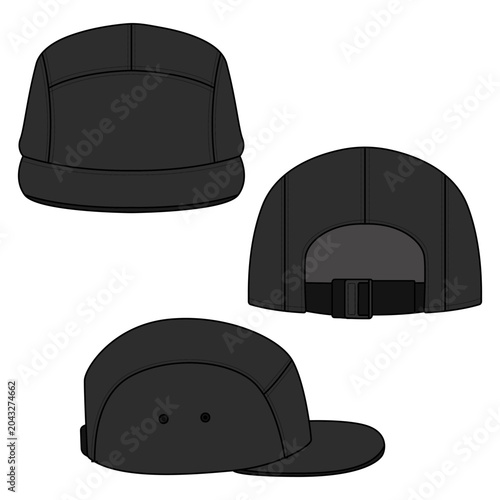 5-Panel Camper Hat Tech Pack Template