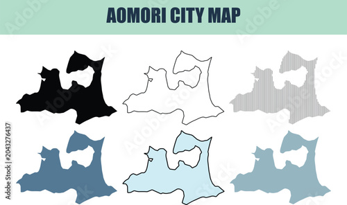 Bild auf Leinwand Aomori City map variations in black and white with subtle color gradients and gr