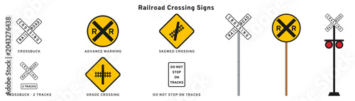 Fotografía Railroad crossing signs crossbuck clipart train warning with tracks signal light