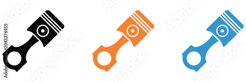Foto car motor piston icon, car piston icon vector illustration and outline icons featuring cylindrical engine component silhouette, automotive parts symbol, and mechanical engineering design element
