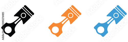 Foto car motor piston icon, car piston icon vector illustration and outline icons featuring cylindrical engine component silhouette, automotive parts symbol, and mechanical engineering design element