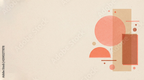 Soft Coral Risograph Geometric Background With Copy Space