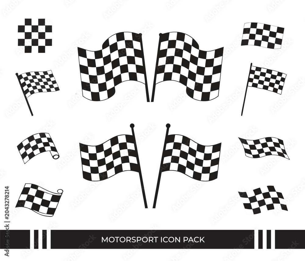 Obraz premium Checkered flag icons for motorsport and racing events