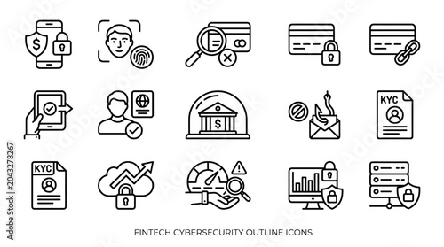 Secure Digital Payment Icons Set for Modern Finance.