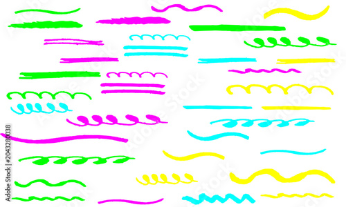 Textured Colorful Marker Pen Strokes Vector Kit