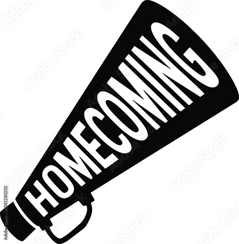 Black and white homecoming megaphone illustration