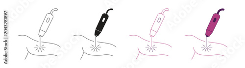  Laser Treatment Procedure Symbol. Vector Illustration.