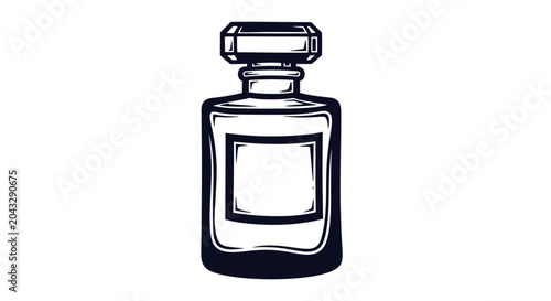 Elegant perfume bottle illustration on white background with minimalist design