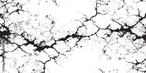 Abstract  grunge texture, dry land crack effect, Vector the cracks concrete wall texture white and black. grunge effect, grunge texture  grunge black and white distressed texture background.