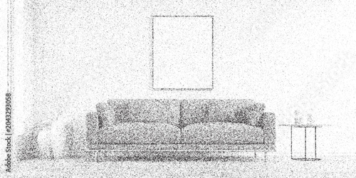 Obraz na płótnie Sofa Classic brown leather sofa and old television in a cracked wall room