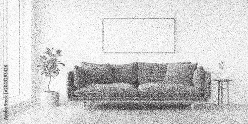 Foto Sofa Classic brown leather sofa and old television in a cracked wall room