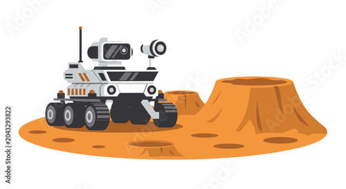 Rover exploration on mars surface illustration space exploration technology