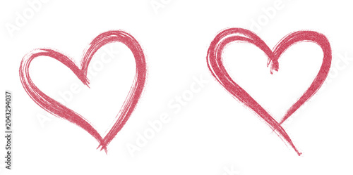 Bild auf Leinwand Transparent png of two pink red hearts made of rough strokes isolated on white background for Valentine s Day wedding love romance or other purpose