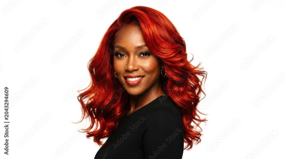 Obraz premium Beautiful Black Woman with Red Hair Studio Portrait