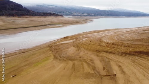 Dry Mavrovo Lake: An Aerial View of Drought's Impact in North Macedonia