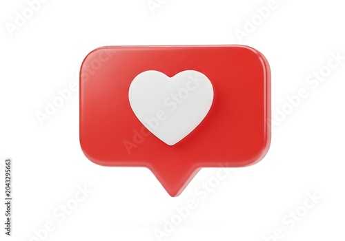 Red heart icon in speech bubble shape