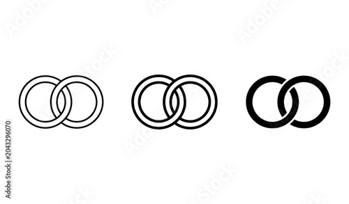 Interlocking Rings Icons, Linked Circles Symbols, Connected Loops Graphics, Unity and Partnership Vector Art