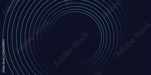 Blue abstract background with glowing circles. Swirl circular lines pattern. Geometric spiral. Twirl element. Modern graphic design. Futuristic technology concept.