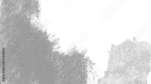 Foto Grey and white abstract halftone texture with scattered dots and irregular shape