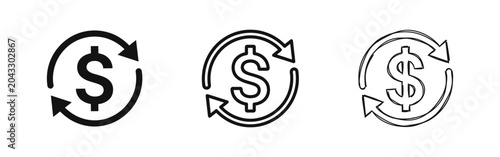 Foto Dollar Currency Exchange Icon Set with Circular Arrows