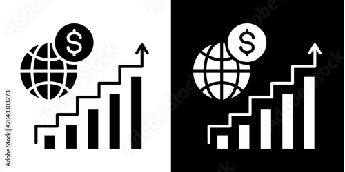 Fotografía Economic Uplift Icon Set White Glyph Style Collection