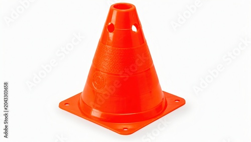 Bright orange traffic cone isolated on white background