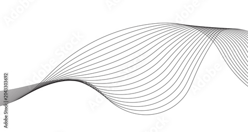 Minimalist abstract wave background with flowing black lines, elegant curved linear pattern on white, modern geometric graphic design for corporate presentation and web header