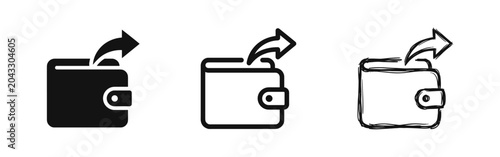 Fotografie Digital Wallet Payment and Money Spending Icons showing Outgoing Transfer Arrow