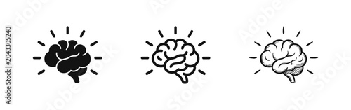 Bild auf Leinwand Brain Idea Intelligence and Creativity Icon Set