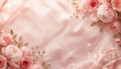 Elegant Pink Rose Mother’s Day Background with Soft Romantic Glow

