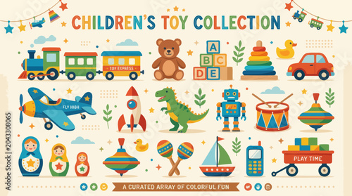Bilde på lerret Children's Toy Collection: Colorful Array of Fun and Playtime