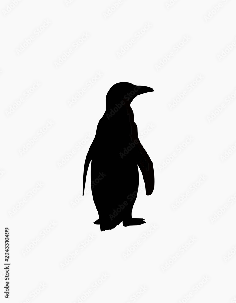 Obraz premium Black silhouette of a penguin standing in profile 